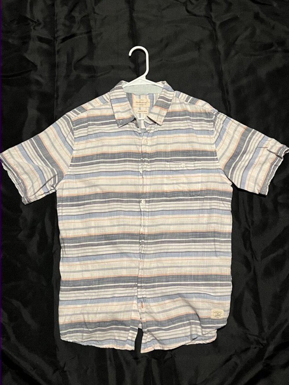 Weatherproof Vintage Country Twill Shirt Men’s Large Striped SS Casual Coastal